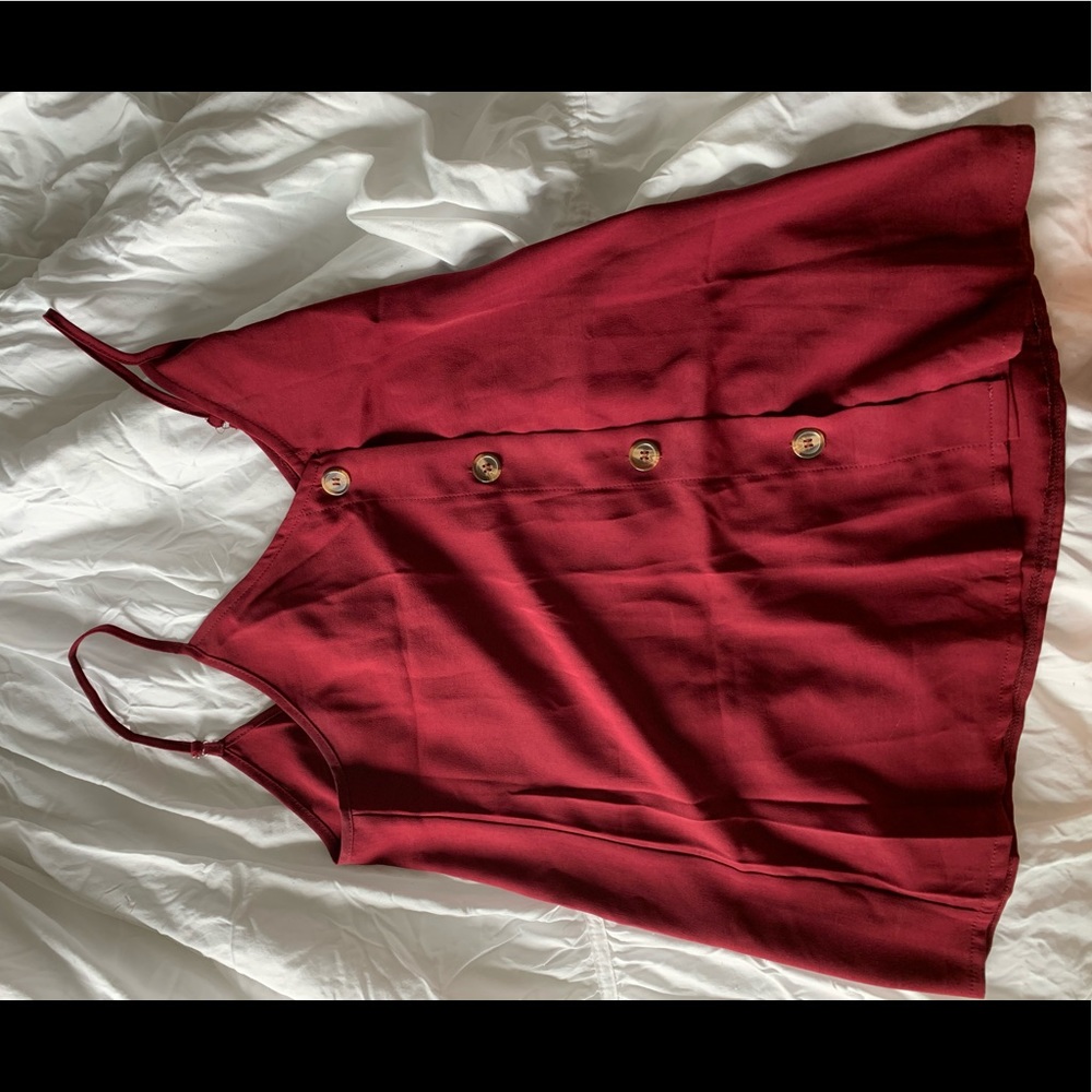 Button down v neck spaghetti strap tank